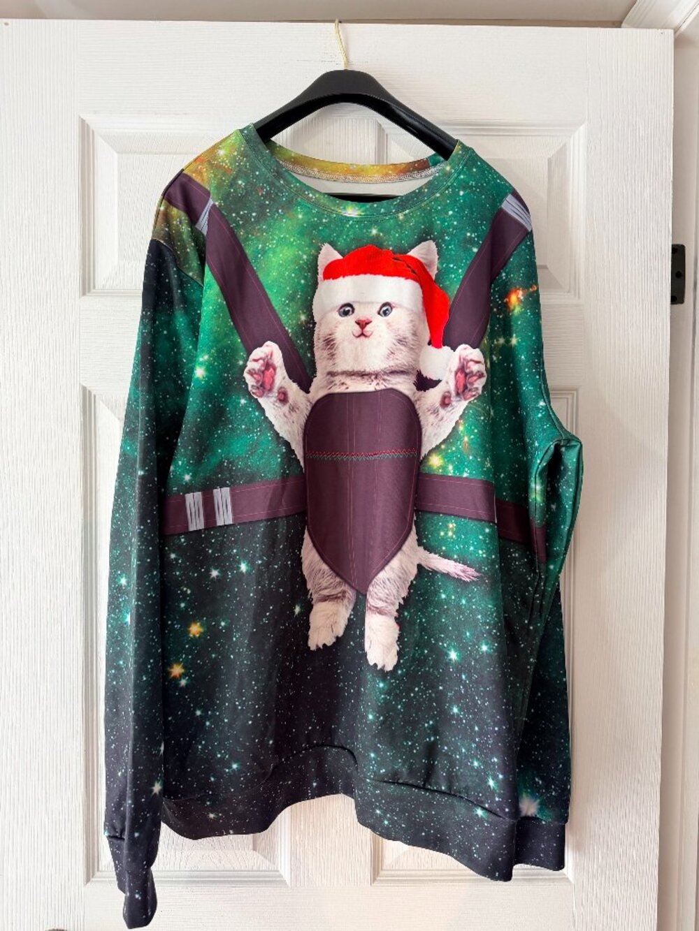 Christmas Cat in Carrier Sweatshirt Top – XXL